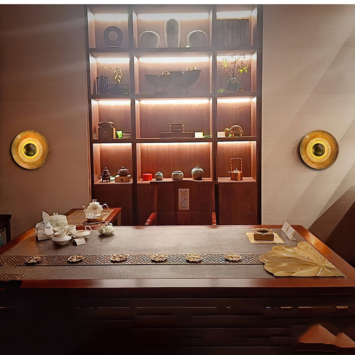 Layered Gold Disc LED Wall Light