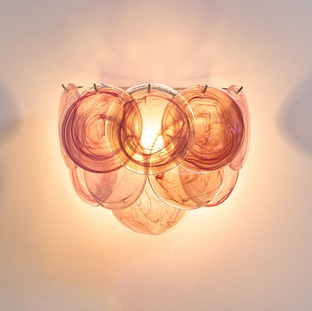 Layered Murano Glass Disc Wall Light / ∅ 13.4″ x W 9.1″ x H 11″ / Green