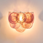 Layered Murano Glass Disc Wall Light / ∅ 13.4″ x W 9.1″ x H 11″ / Green