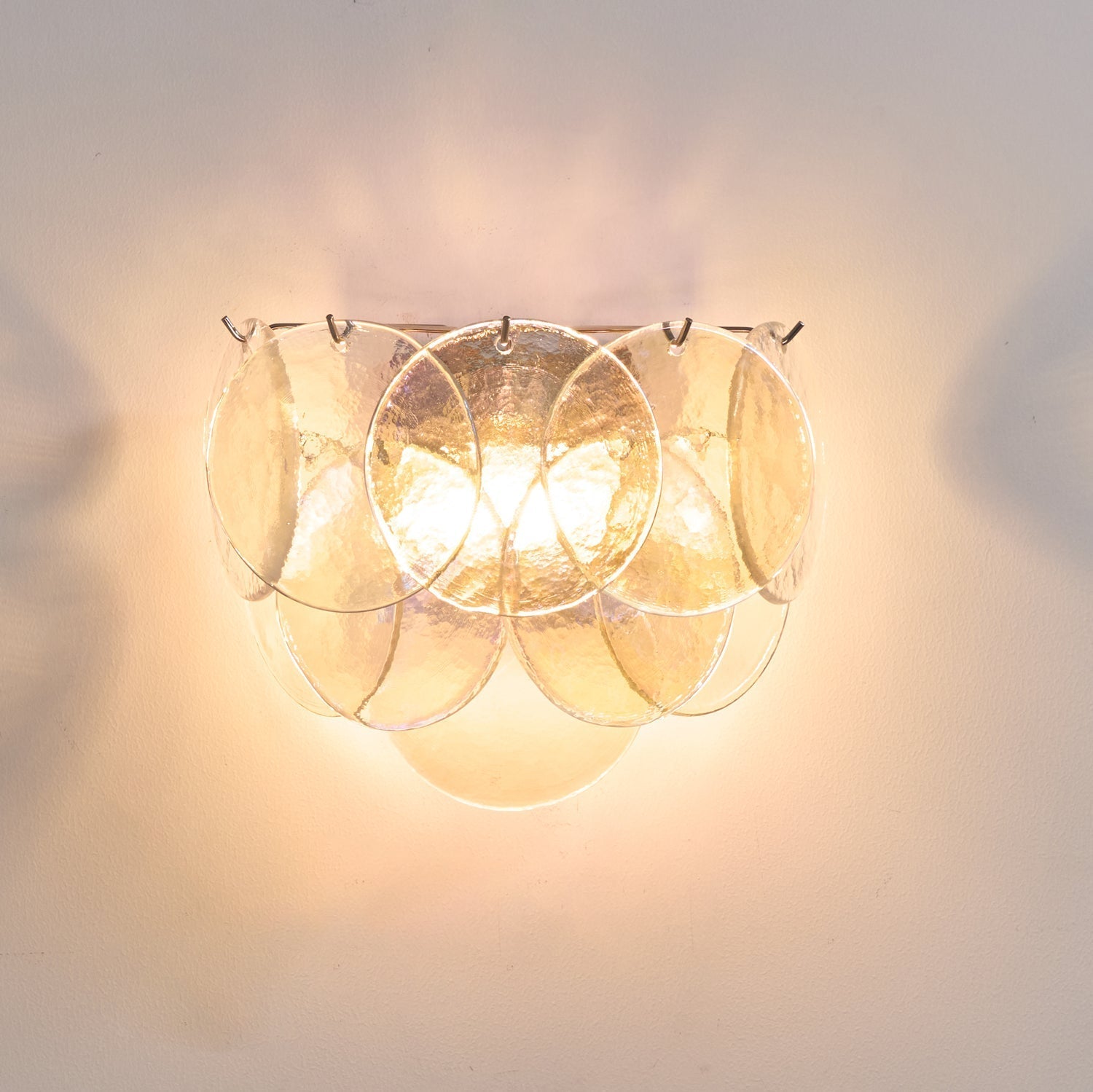 Layered Murano Glass Disc Wall Light / ∅ 13.4″ x W 9.1″ x H 11″ / Orange
