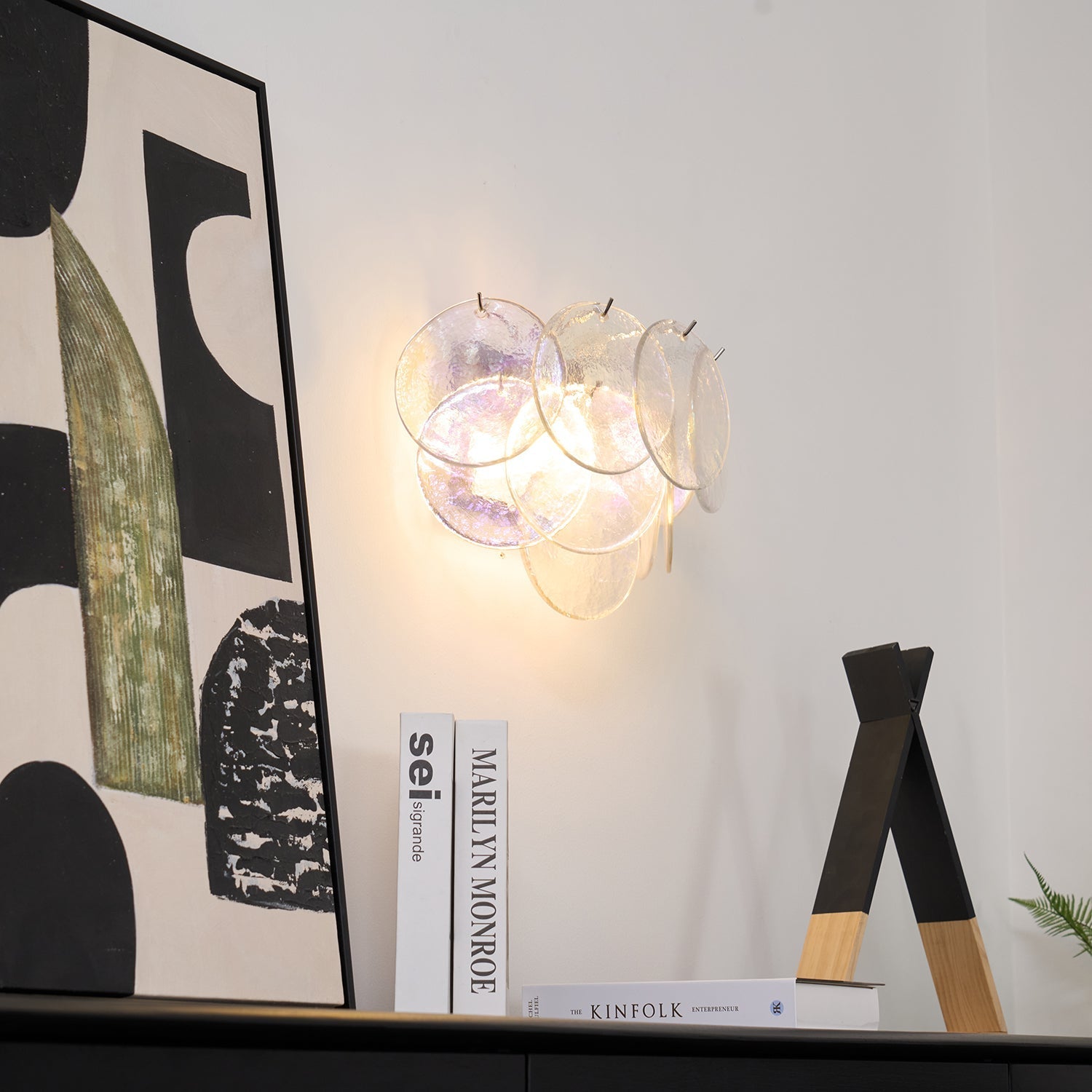 Layered Murano Glass Disc Wall Light / ∅ 13.4″ x W 9.1″ x H 11″ / Pink