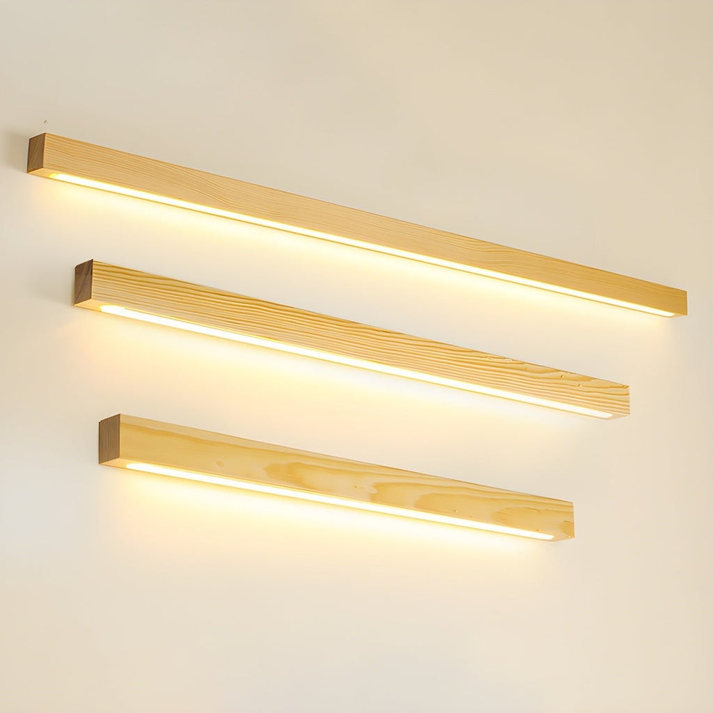 Linear Wood Integrated LED Wall Light / ∅ 31.5″ x W 1.8″ x H 2″ / Walnut Color / Triac Dimmable Warm Light