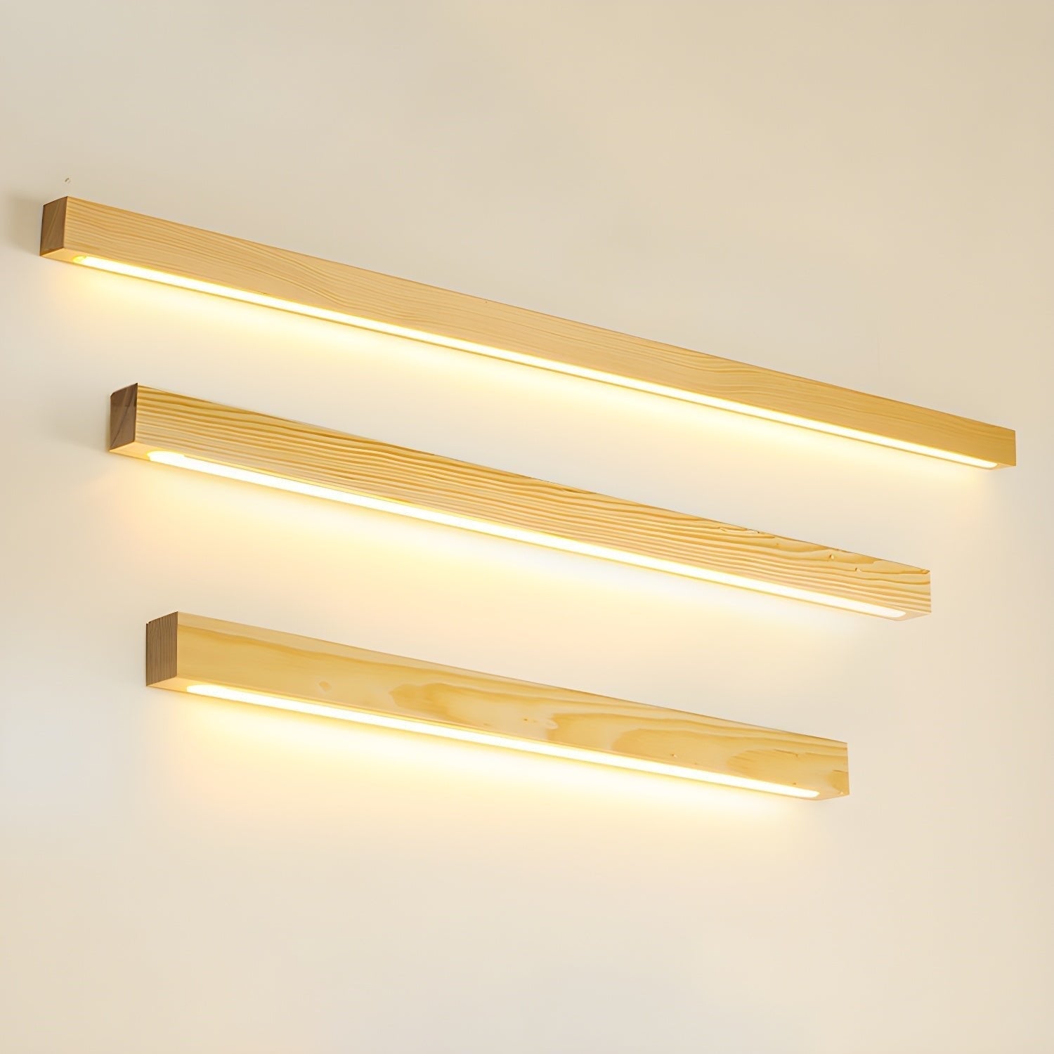 Linear Wood Integrated LED Wall Light / ∅ 31.5″ x W 1.8″ x H 2″ / Walnut Color / Triac Dimmable Warm Light
