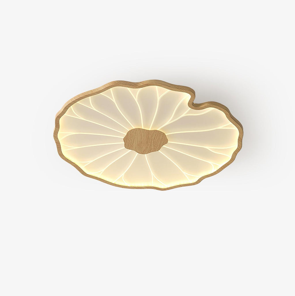 Lotus Leaf Wood-Effect LED Flush Ceiling Light