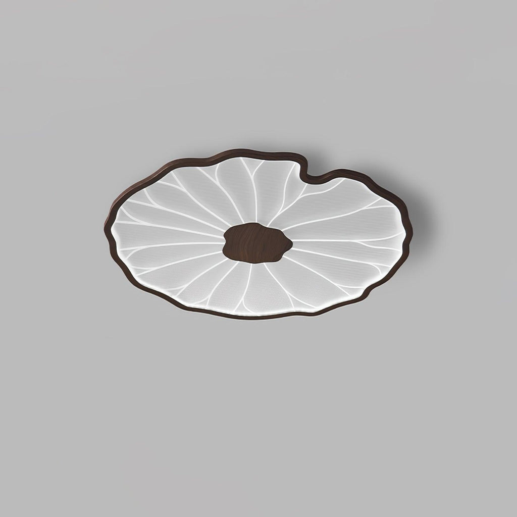 Lotus Leaf Wood-Effect LED Flush Ceiling Light