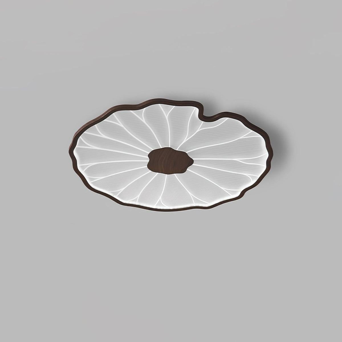 Lotus Leaf Wood-Effect LED Flush Ceiling Light