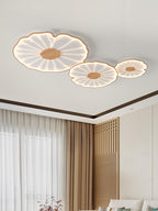 Lotus Leaf Wood-Effect LED Flush Ceiling Light