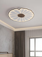 Lotus Leaf Wood-Effect LED Flush Ceiling Light