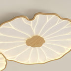 Lotus Leaf Wood-Effect LED Flush Ceiling Light
