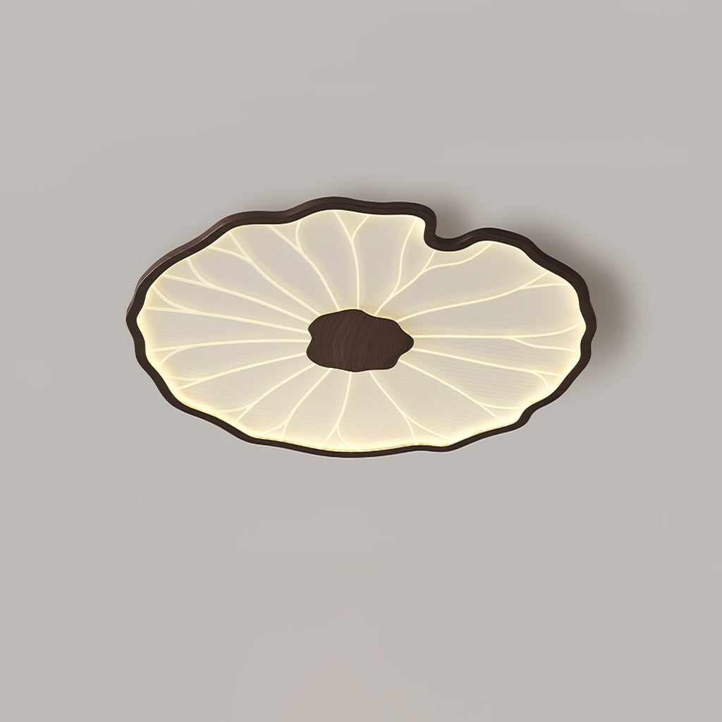 Lotus Leaf Wood-Effect LED Flush Ceiling Light