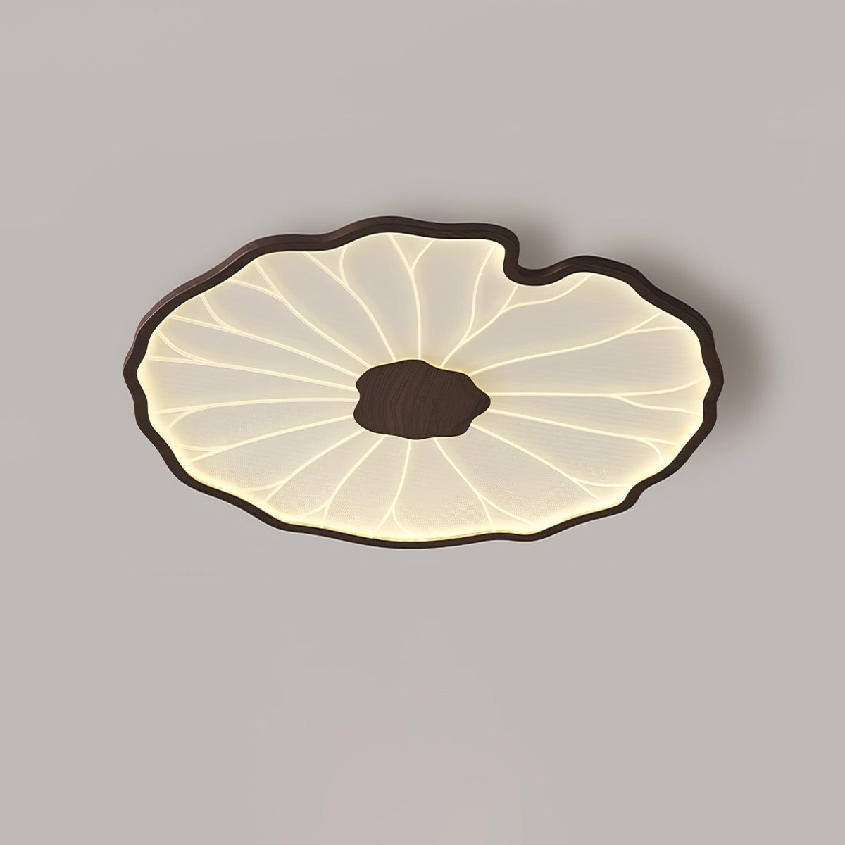 Lotus Leaf Wood-Effect LED Flush Ceiling Light