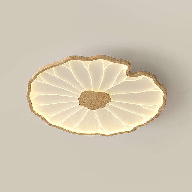 Lotus Leaf Wood-Effect LED Flush Ceiling Light