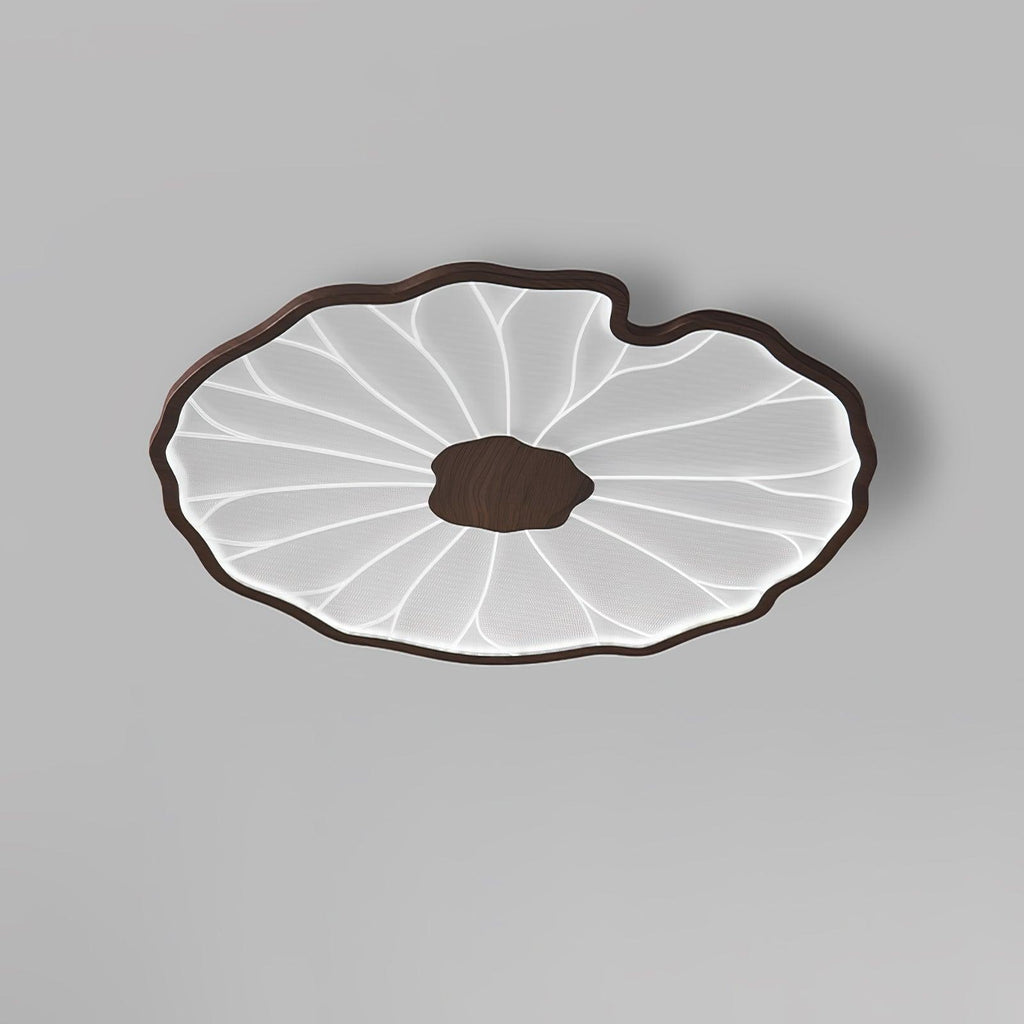 Lotus Leaf Wood-Effect LED Flush Ceiling Light