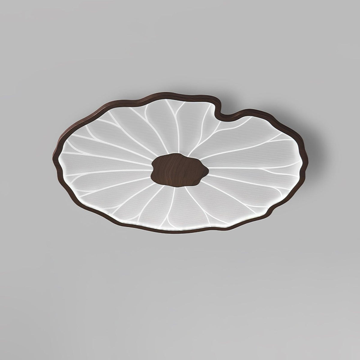 Lotus Leaf Wood-Effect LED Flush Ceiling Light