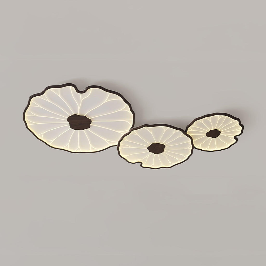 Lotus Leaf Wood-Effect LED Flush Ceiling Light