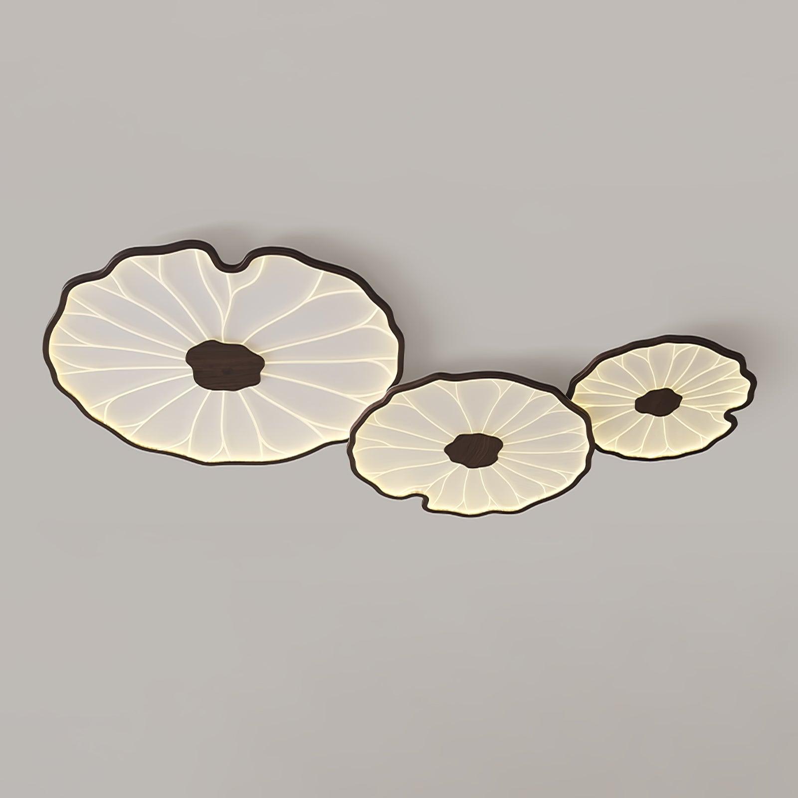 Lotus Leaf Wood-Effect LED Flush Ceiling Light