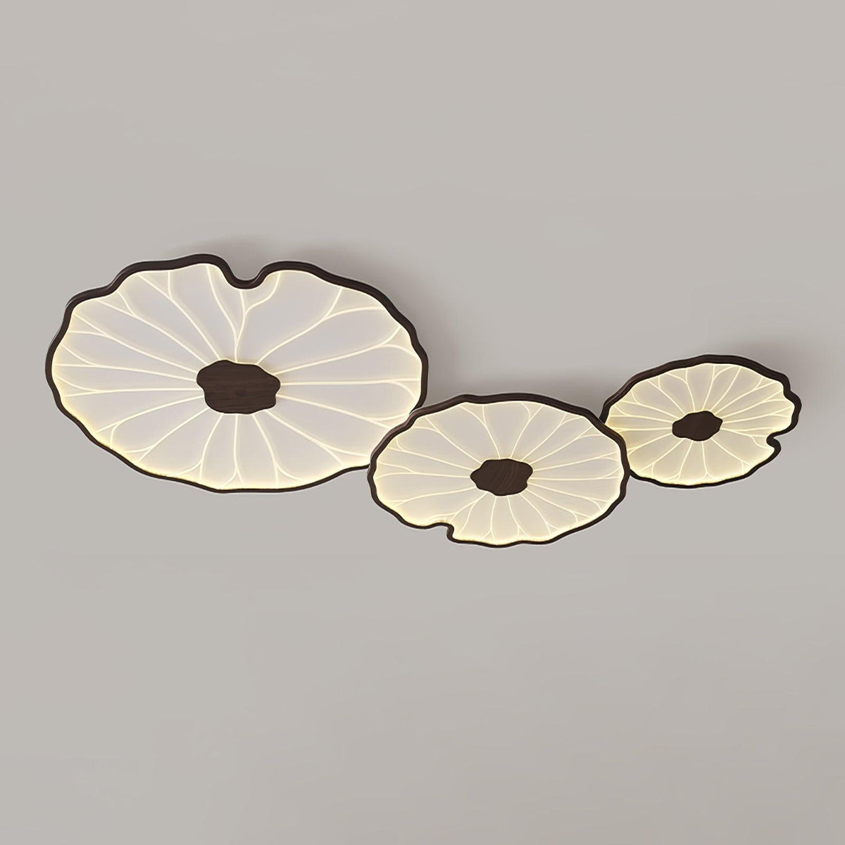 Lotus Leaf Wood-Effect LED Flush Ceiling Light
