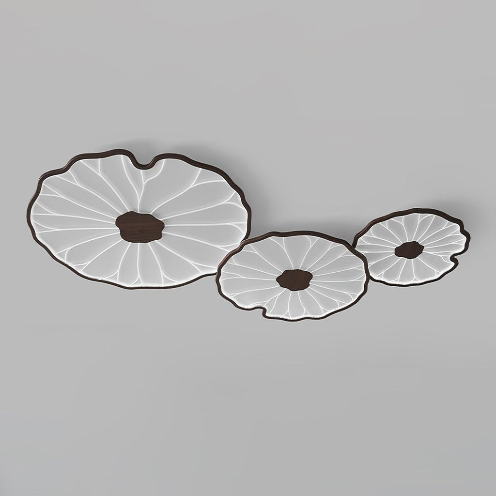 Lotus Leaf Wood-Effect LED Flush Ceiling Light