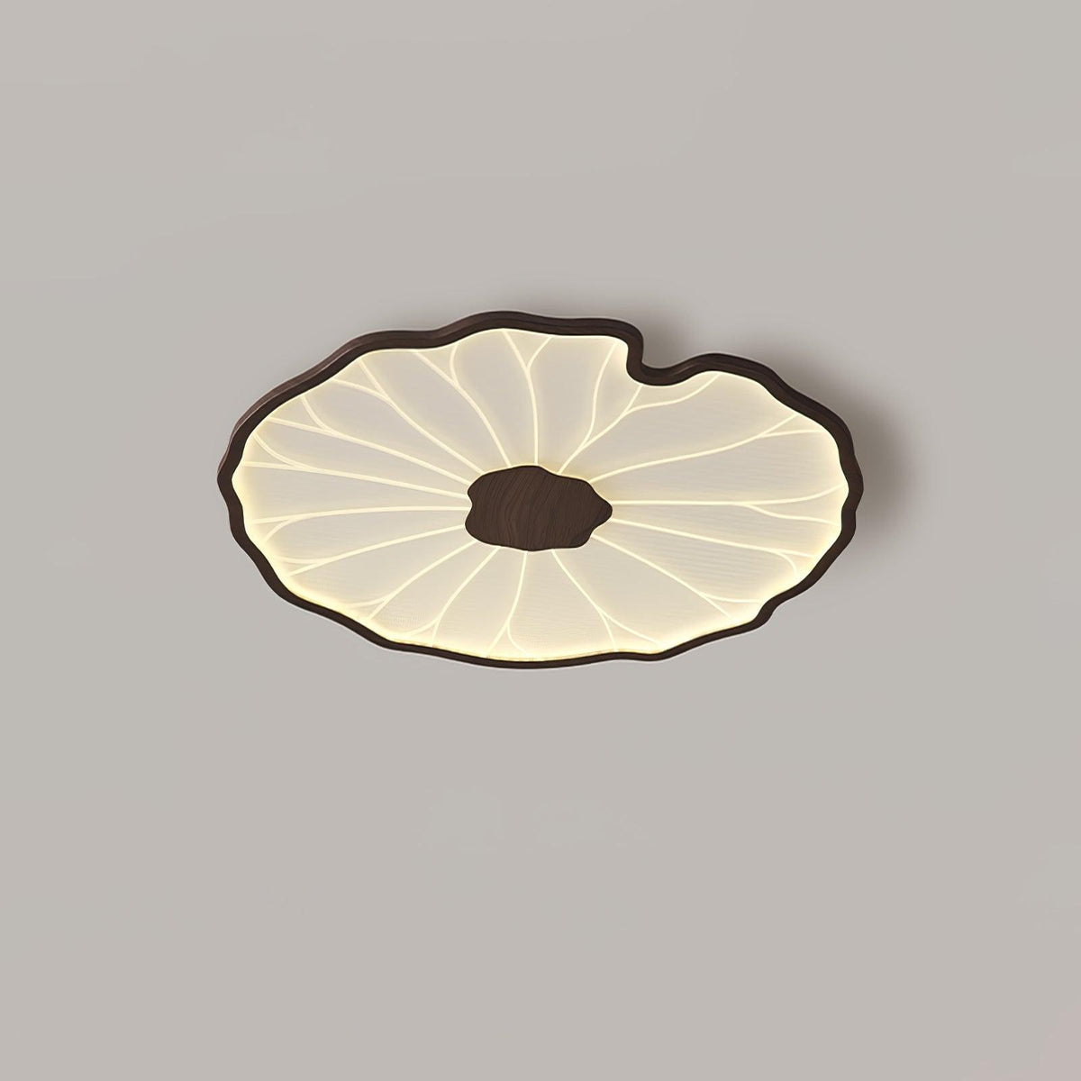 Lotus Leaf Wood-Effect LED Flush Ceiling Light