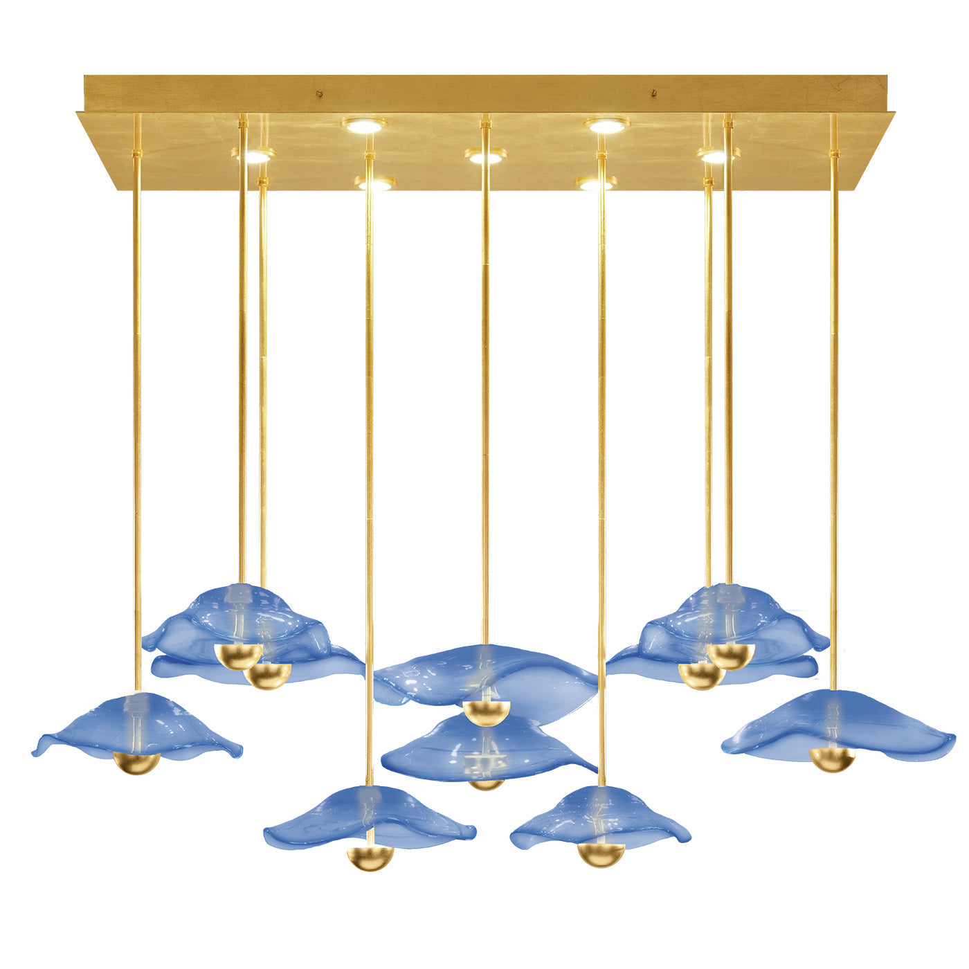 Maritime Glass 61.75-Inch Linear Pendant / Gold Leaf/Blue