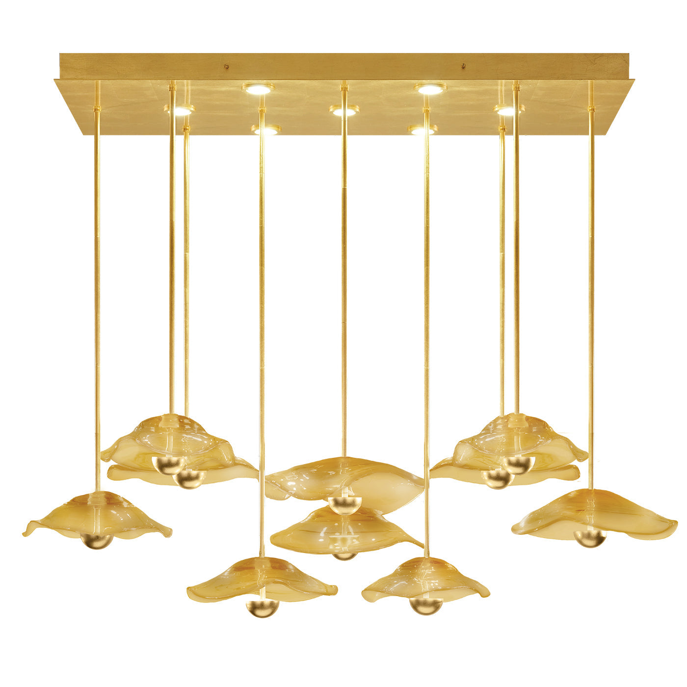 Maritime Glass 61.75-Inch Linear Pendant / Gold Leaf/Amber