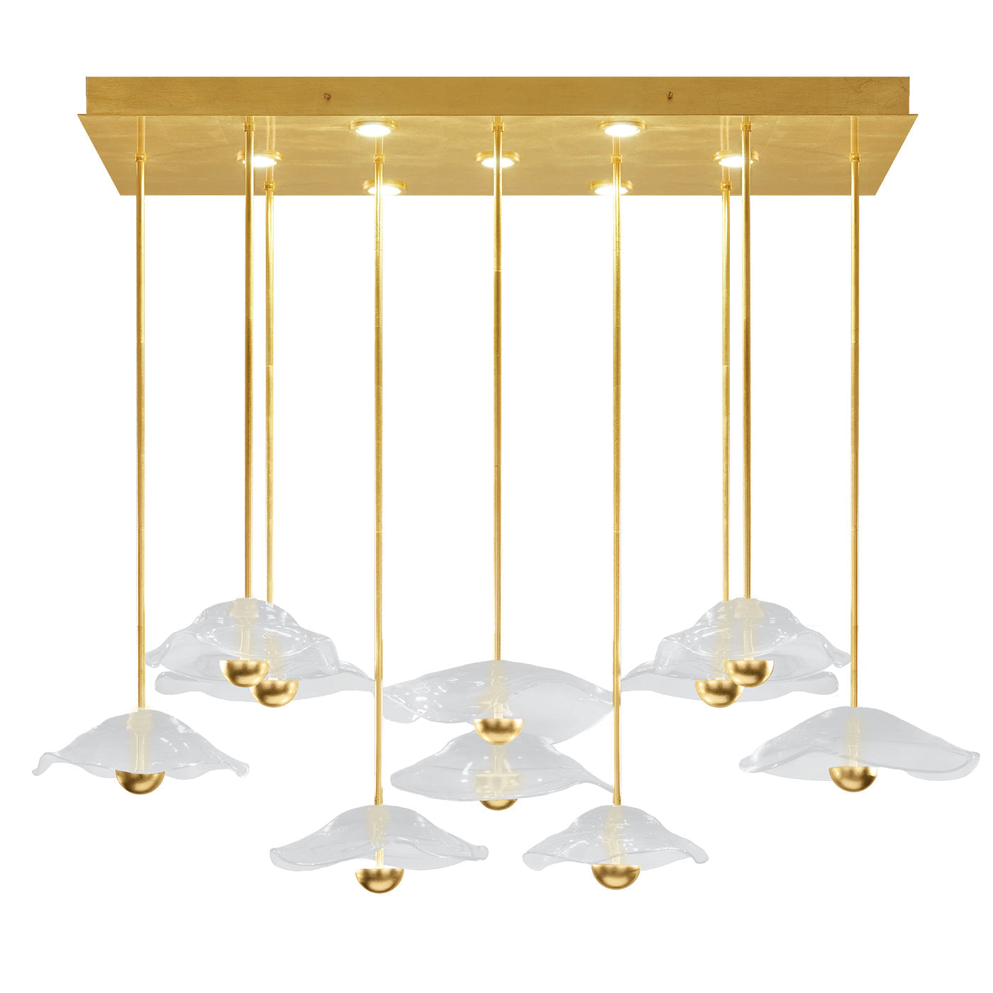 Maritime Glass 61.75-Inch Linear Pendant / Gold Leaf/Clear