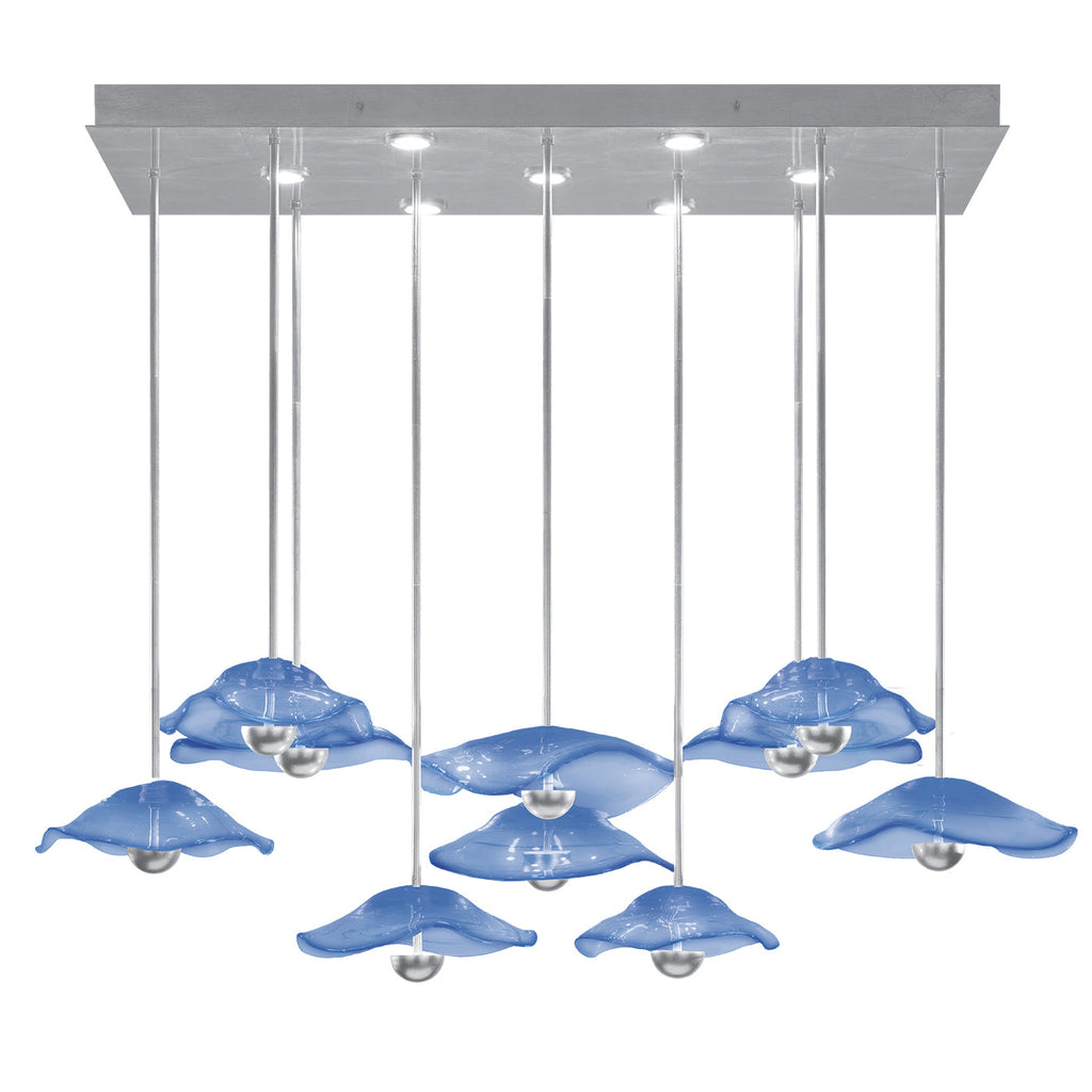 Maritime Glass 61.75-Inch Linear Pendant / Silver Leaf/Blue