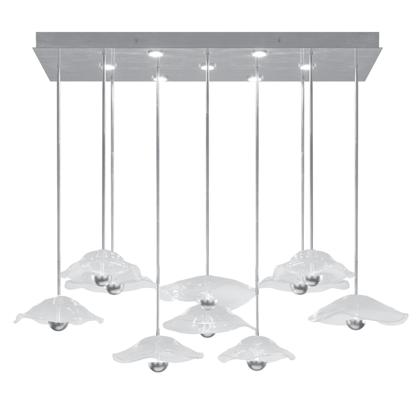 Maritime Glass 61.75-Inch Linear Pendant / Silver Leaf/Clear