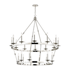 Modern Wagon Wheel 20-Light Chandelier / Polished Nickel