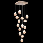 Natural Quartz Glass 19-Inch Square Pendant / Gold