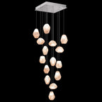 Natural Quartz Glass 19-Inch Square Pendant / Silver