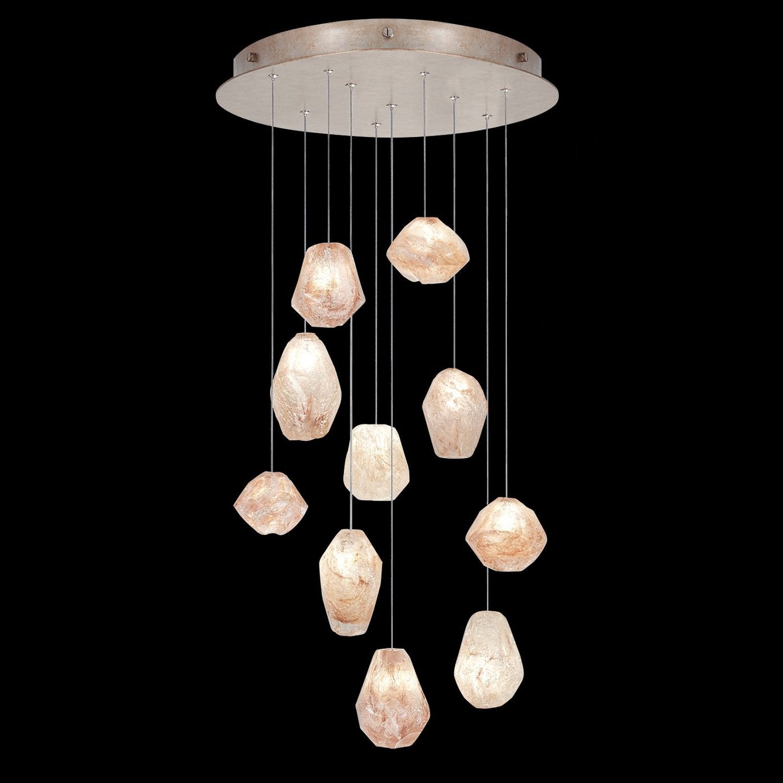 Natural Quartz Glass 22-Inch Round Pendant / Gold