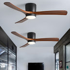 Nordic Wood 42/48-Inch LED Ceiling Fan / ∅ 42″ x H 11″ / White & Nature Wood / Three-Color Changing Light