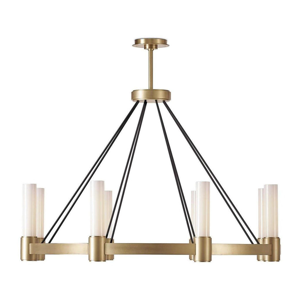 Opal Glass Pillar 8-Light Chandelier