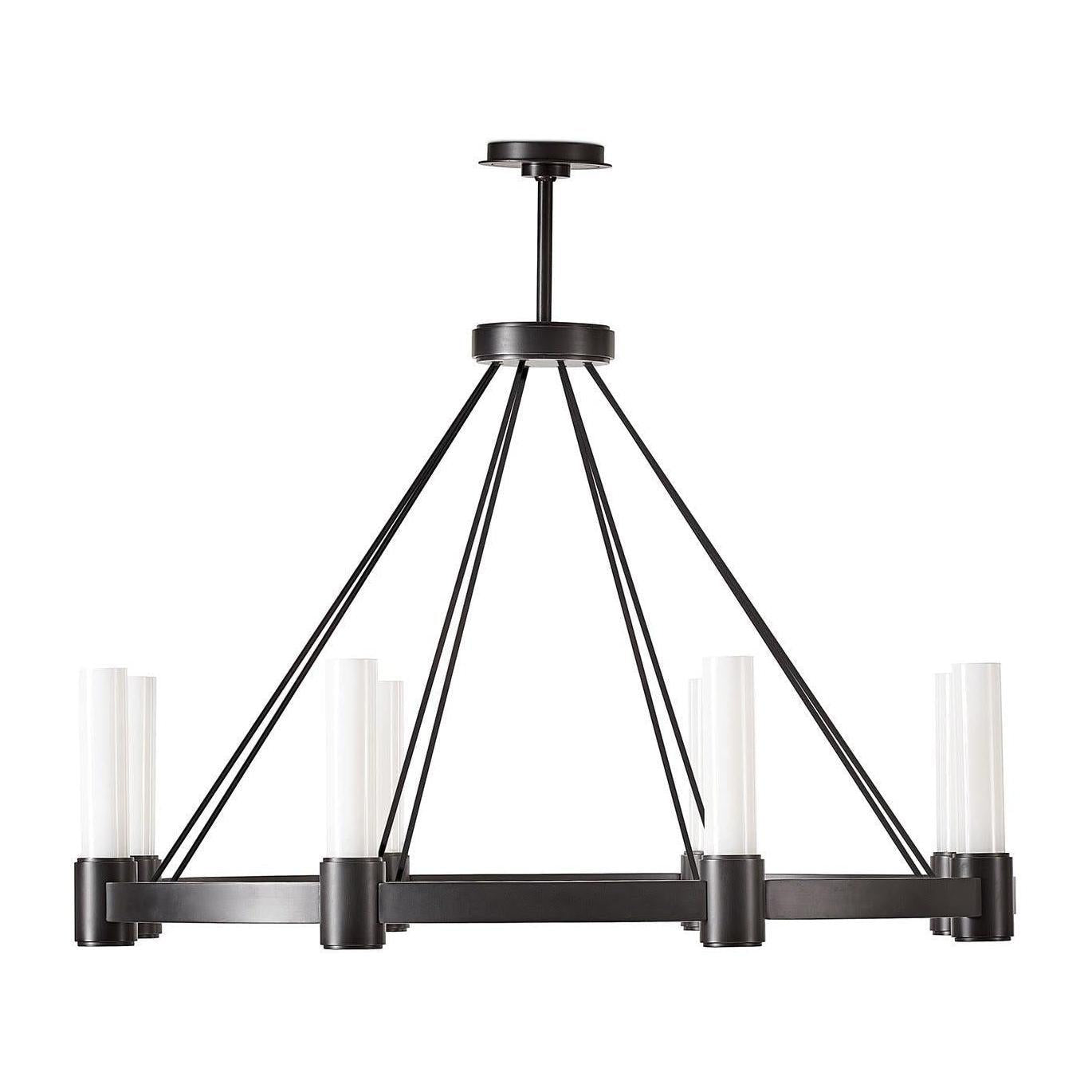 Opal Glass Pillar 8-Light Chandelier