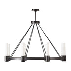 Opal Glass Pillar 8-Light Chandelier