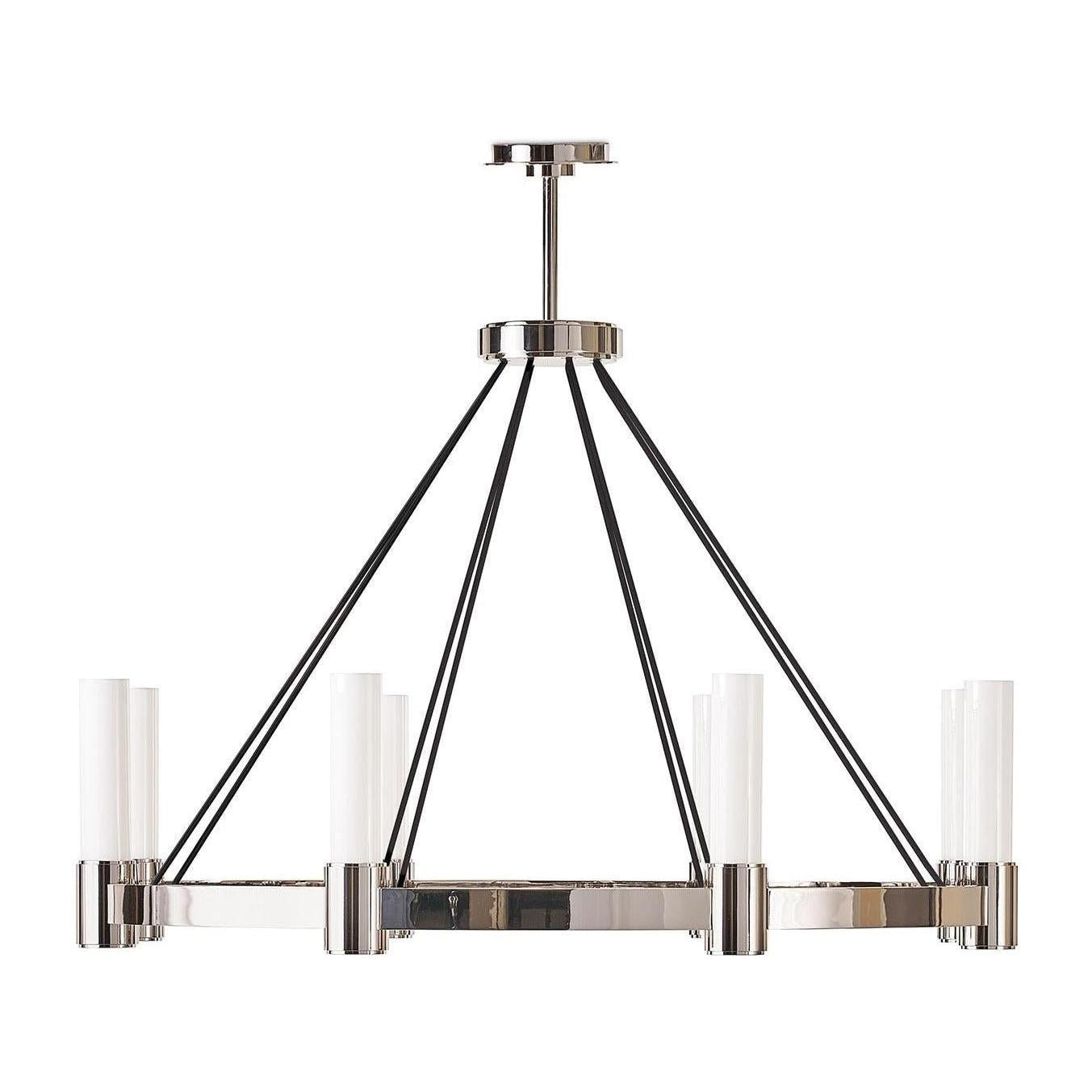 Opal Glass Pillar 8-Light Chandelier