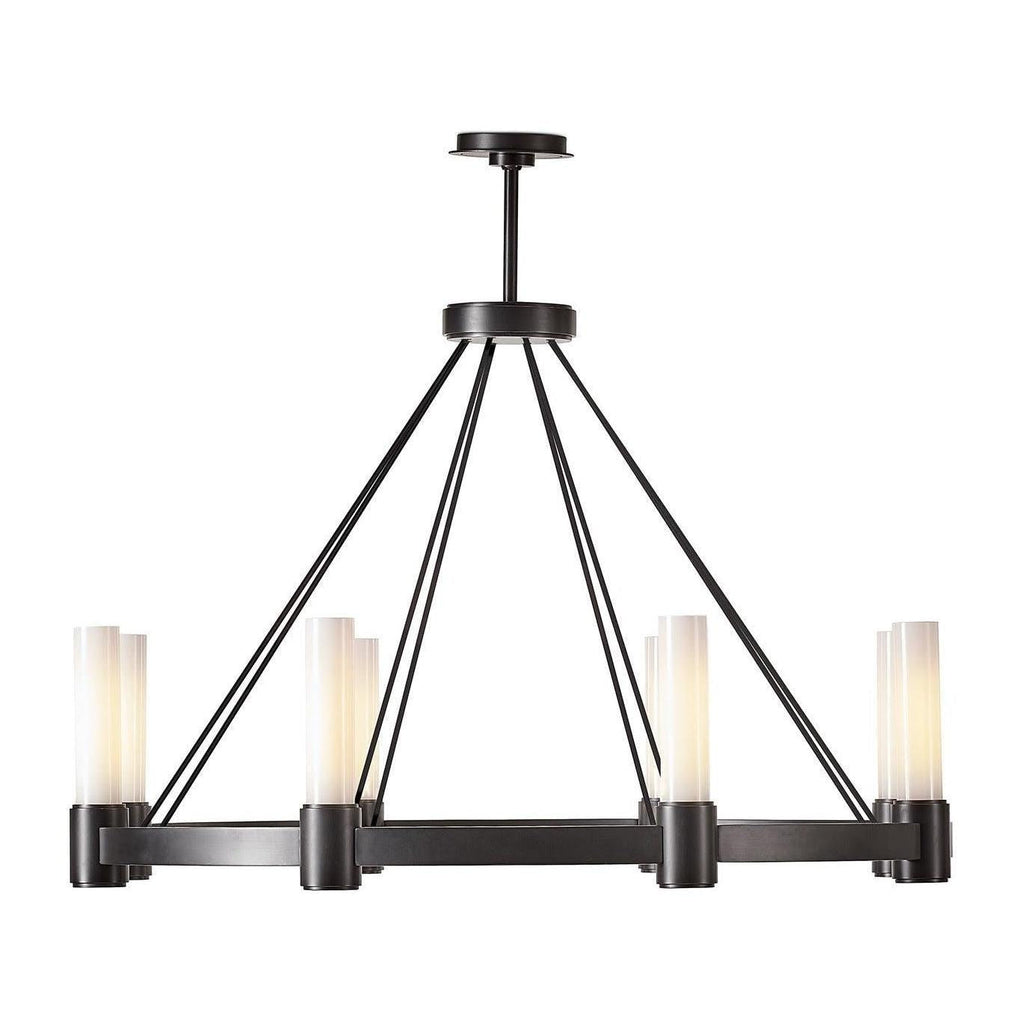 Opal Glass Pillar 8-Light Chandelier