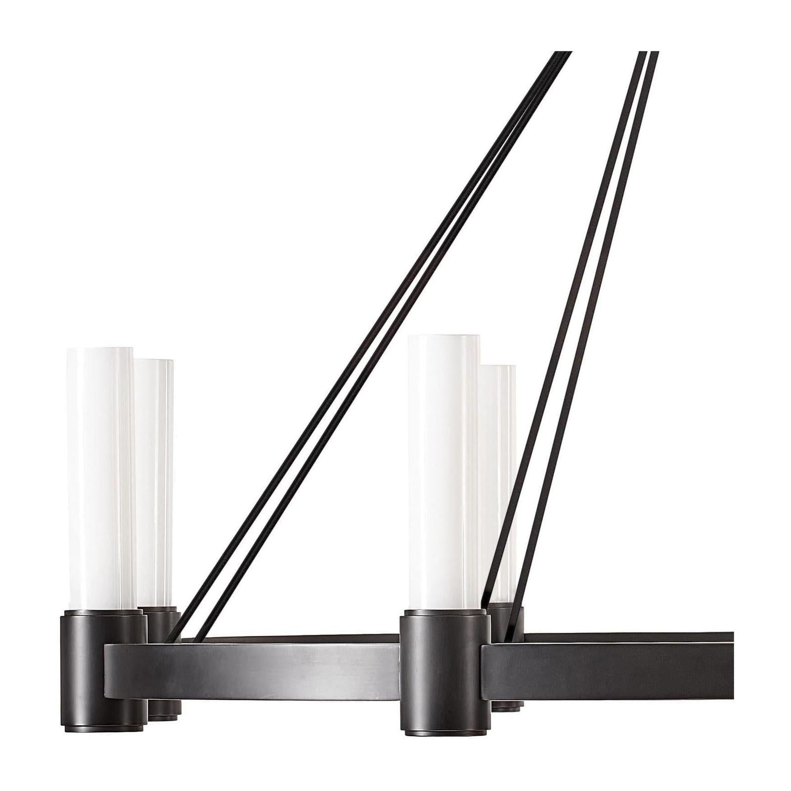 Opal Glass Pillar 8-Light Chandelier