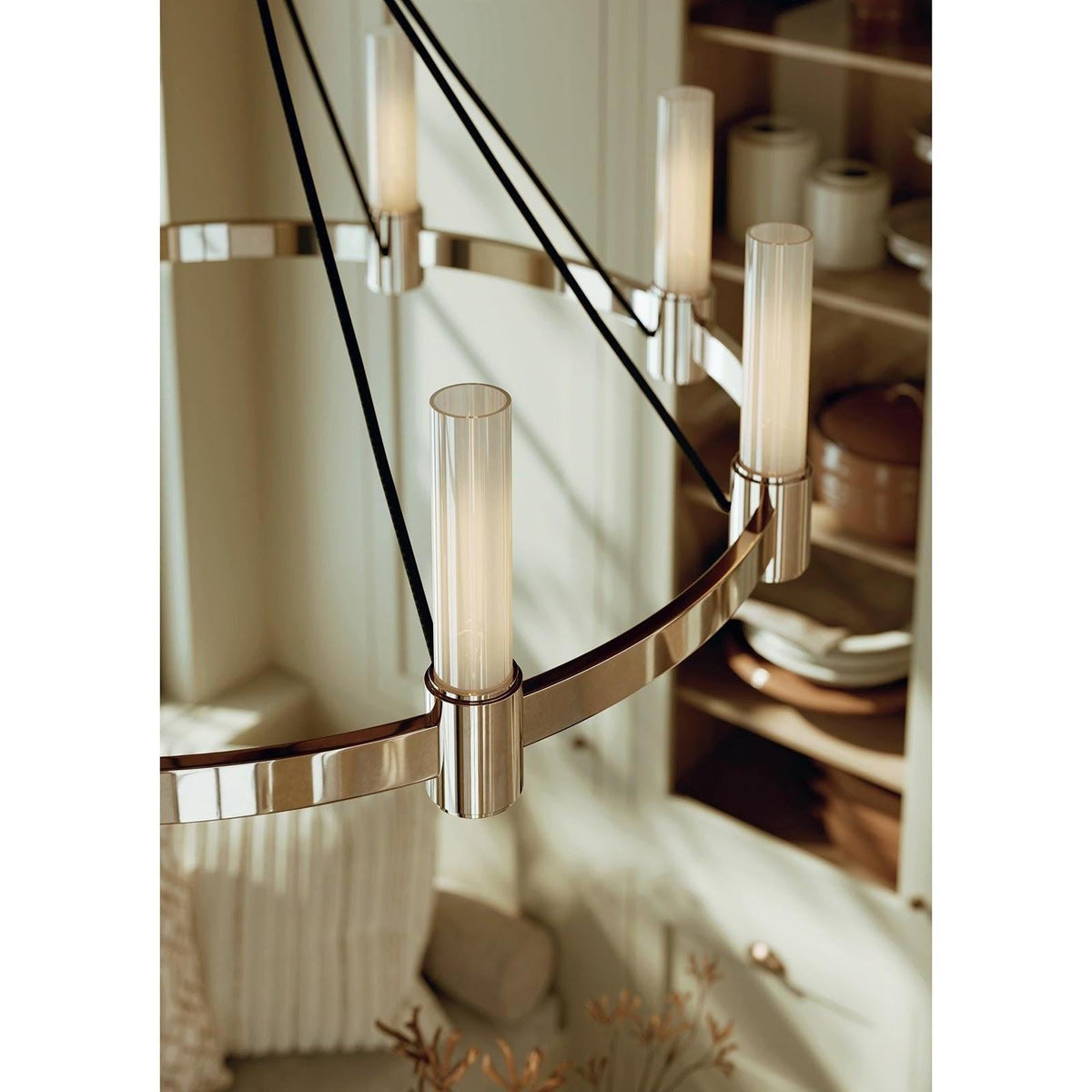 Opal Glass Pillar 8-Light Chandelier