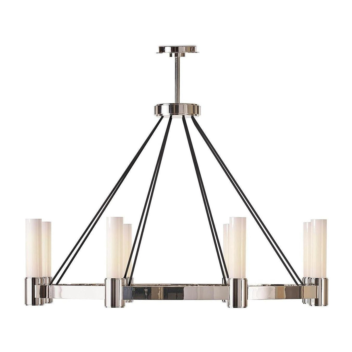 Opal Glass Pillar 8-Light Chandelier