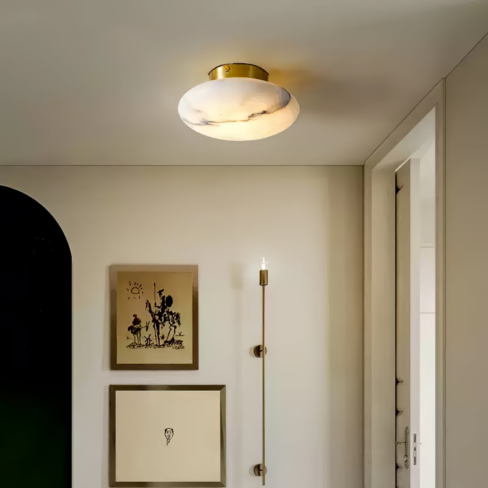 Oval Alabaster LED Flush Ceiling Light