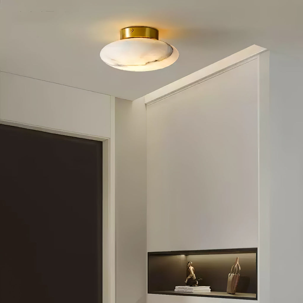 Oval Alabaster LED Flush Ceiling Light