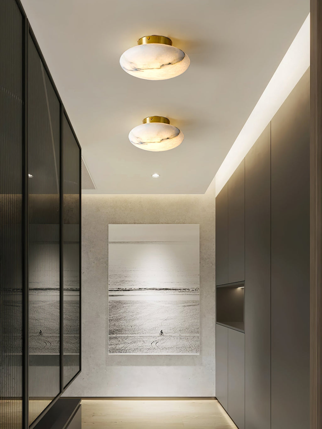 Oval Alabaster LED Flush Ceiling Light