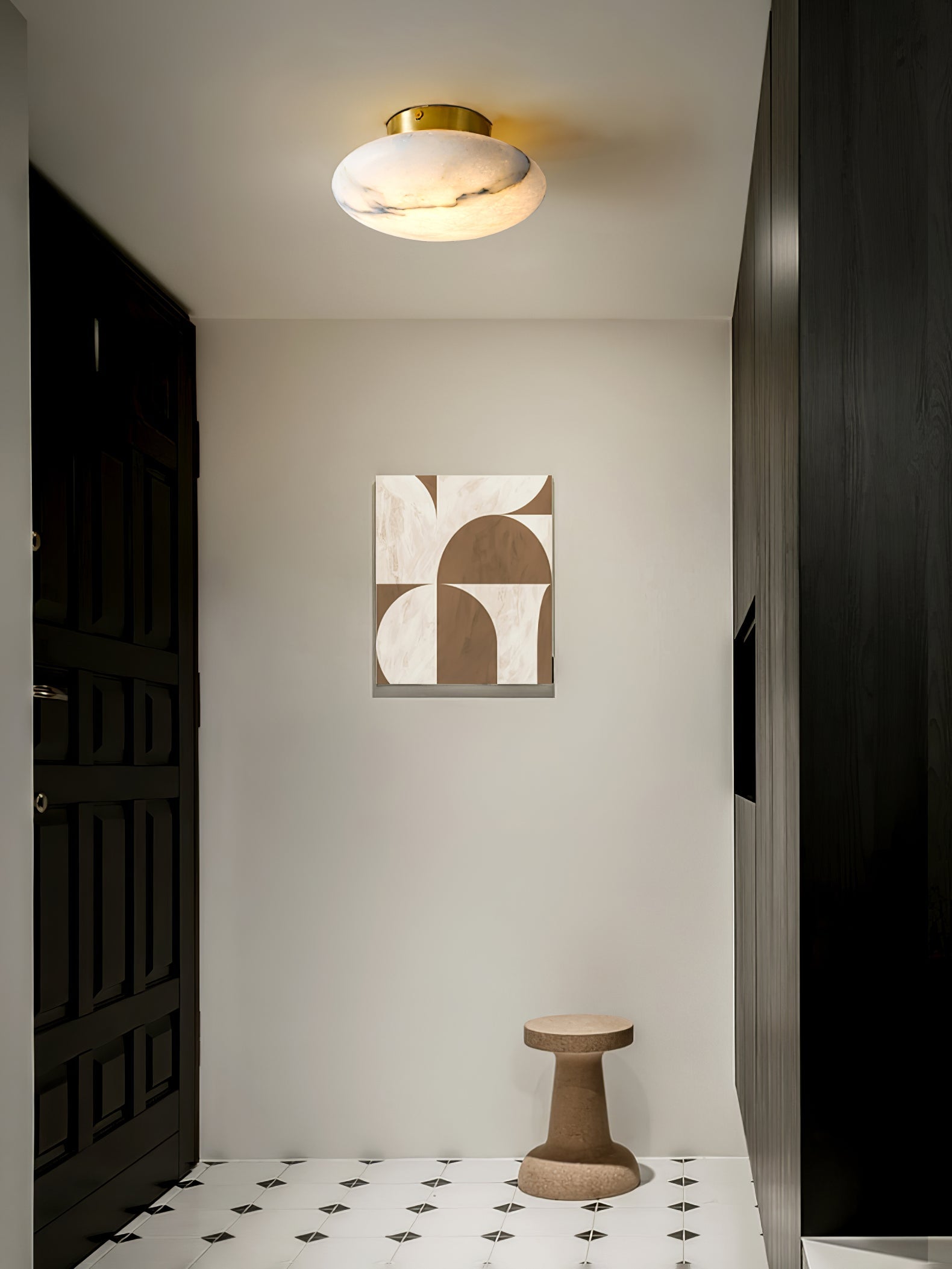 Oval Alabaster LED Flush Ceiling Light