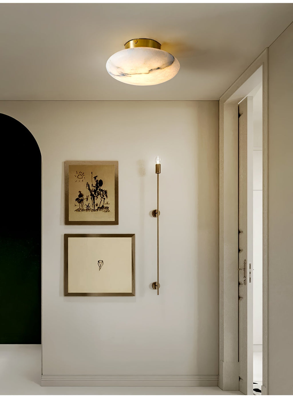 Oval Alabaster LED Flush Ceiling Light