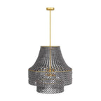Oversized Greywashed Wood Bead Chandelier / Small