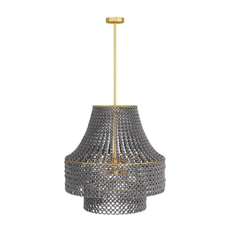 Oversized Greywashed Wood Bead Chandelier