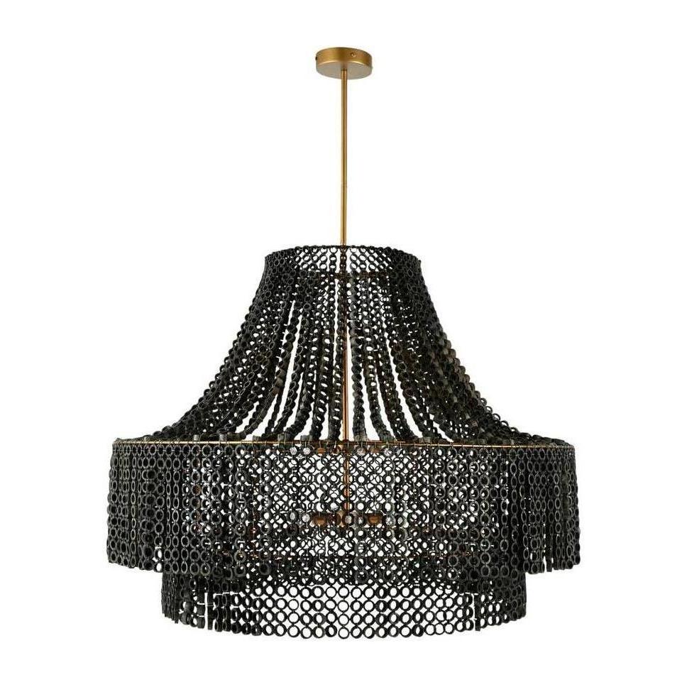 Oversized Greywashed Wood Bead Chandelier
