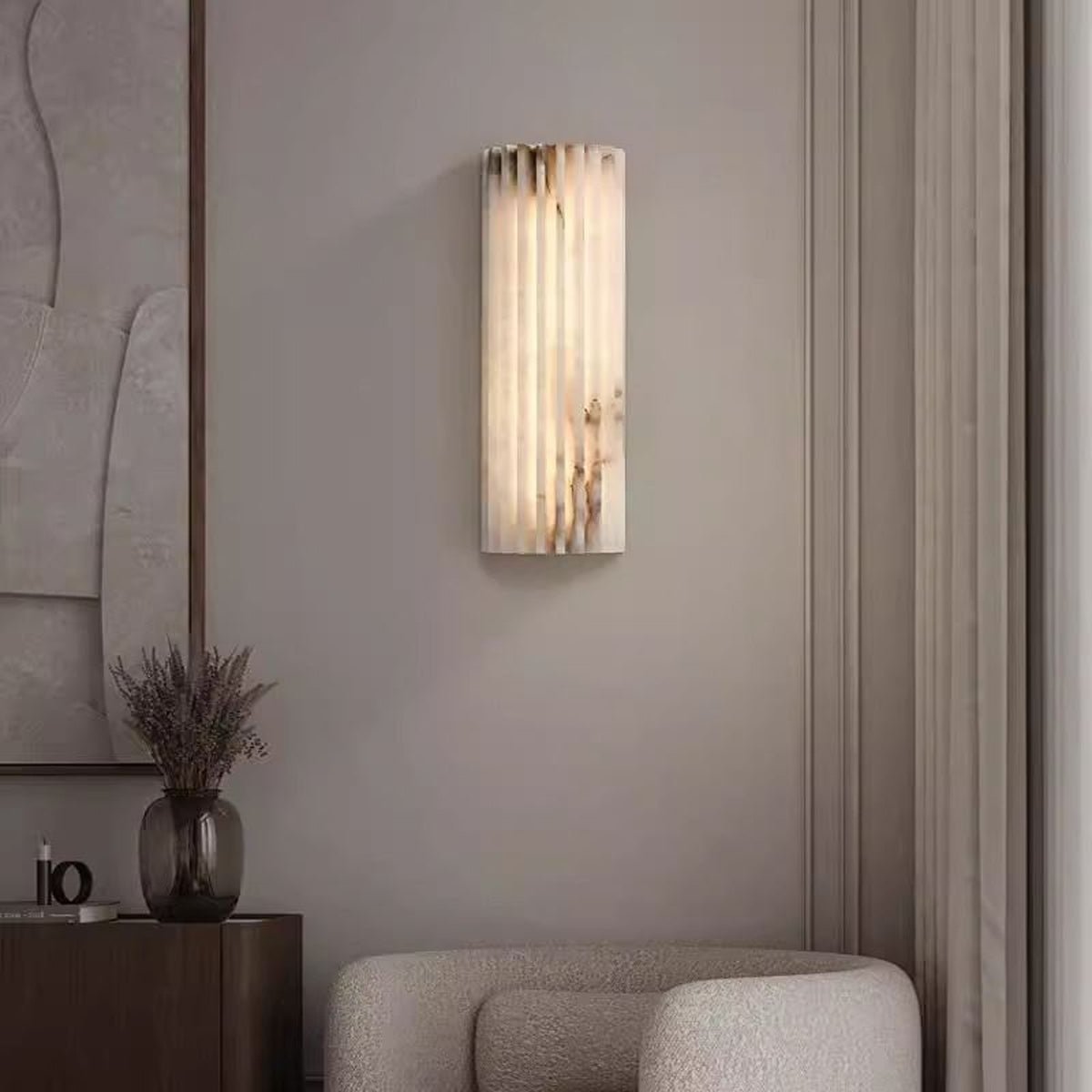 Ribbed Alabaster Integrated LED Wall Light